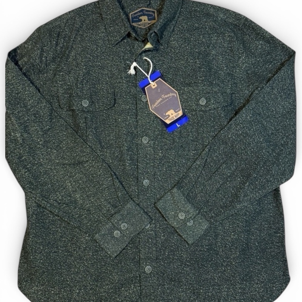 NWT Men's Freedom Foundry Chamois Flannel Shirt Size Large Color Olive Heather